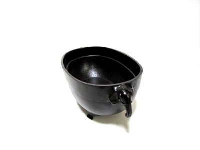 画像6: アルミ合金花器　８寸合金小判砂鉢 象耳付 古茶散らし