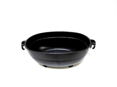 画像9: アルミ合金花器　８寸合金小判砂鉢 象耳付 古茶散らし