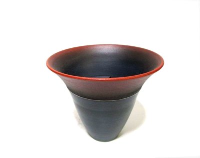 画像4: 茶ボカシ７.５号丸金線ラッパ花器　T-０２－１４