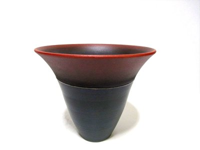 画像6: 茶ボカシ７.５号丸金線ラッパ花器　T-０２－１４