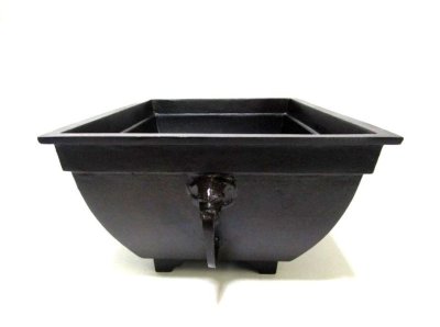 画像7: アルミ合金花器　尺三合金長角深砂鉢 古茶散らし　