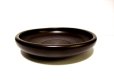 画像1: 特-６６８　こげ茶丸鉄鉢水盤１１号　 (1)