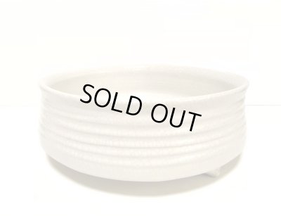 画像3: 特-６７４　手作り白貫入１０号丸足付深水盤