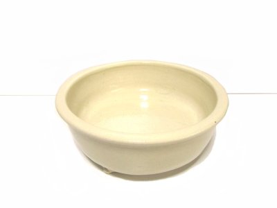 画像7: 特-６７３　手作り クリーム９号丸縁付山水染付水盤