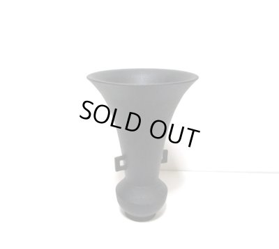 画像7: 作家物たて花　艶消し黒耳付角蕪型　T-０３－８