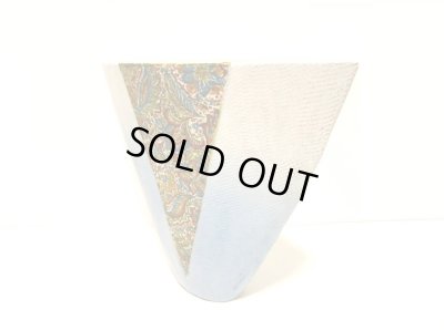 画像4: 作家物　創作花器ライトブルー舟形布貼り　T-０３－１７