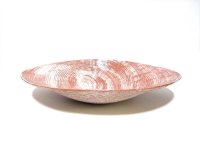 特-７１０　手造り　赤茶渦巻１７号小判皿