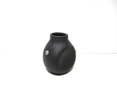 画像4: 特-７２４　作家物手ひねり黒丸ボール型花器 （少難あり）