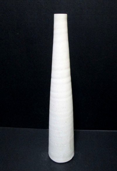 画像2: 手作り　白マット１４号細口筒型花器　T-０４－２３
