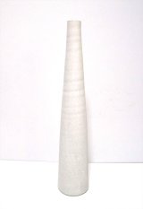 手作り　白マット１４号細口筒型花器　T-０４－２３