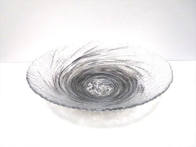 画像4: ガラス花器　渦水盤　黒渦　涼４-２７C