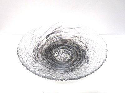 画像5: ガラス花器　渦水盤　黒渦　涼４-２７C