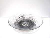 ガラス花器　渦水盤　黒渦　涼４-２７C