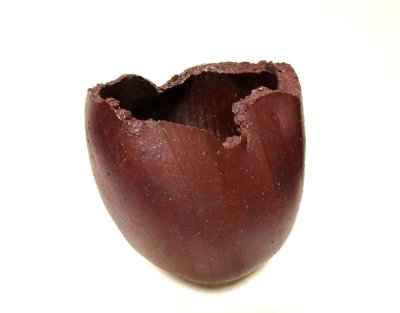 画像10: 特-７３７　作家物手造り焼〆灰釉１０号丸変型ちぎり花器