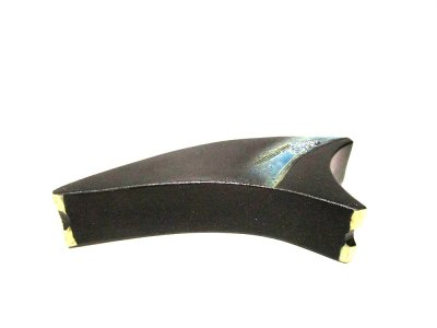 画像12: 手造り黒変型扇型花器（縦横兼用）　T-０５-１５