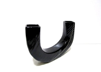 画像10: 黒ツヤ変型巾広U字花器　T-０５-１２