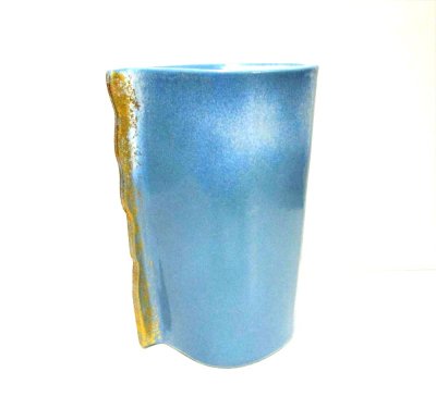 画像11: 手作りライトブルー角形合わせ花器 本金付　T-０５－３９