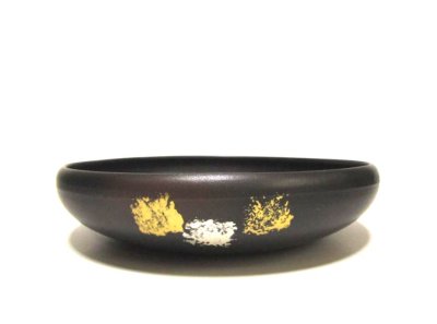 画像9: 黒１１.５号丸碗型オモト鉢 金/銀貼り　T-０５－４９