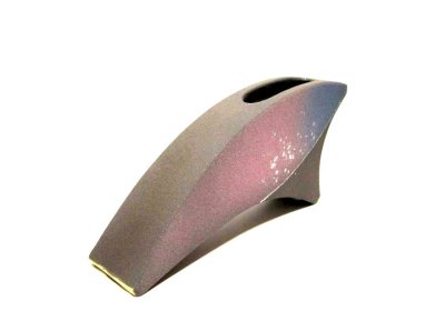 画像10: 手造りグレイ変型扇型花器（縦横兼用）　T-０５-５５