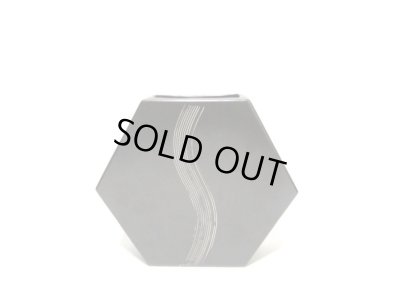 画像1: 特-４４２　六角型花器ダークブラウン