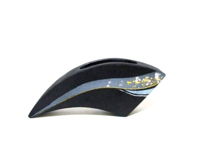 画像11: 手造り黒９.５号変型扇型花器（縦横兼用） T-０６-１０