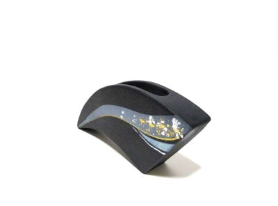 画像4: 手造り黒９.５号変型扇型花器（縦横兼用） T-０６-１０