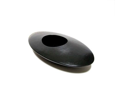 画像7: 手造り 黒１３号楕円円盤型花器 金銀付 T-０６-１３