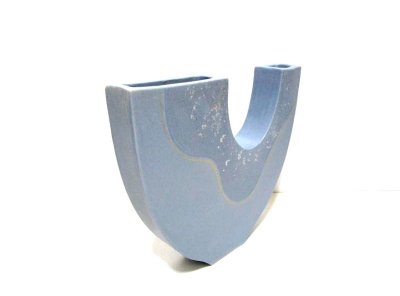 画像8: 手造り ブルーグレイ８号変形U字花器 T-０６-２０