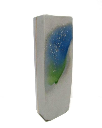 画像9: 手造り グレー１３号短冊型緑釉流し　T-０６－２５