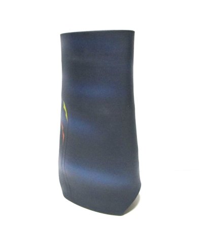 画像3: 作家物 手造り 紺色１３号小判末広型花器　T-０６－２８