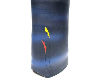 画像12: 作家物 手造り 紺色１３号小判末広型花器　T-０６－２８