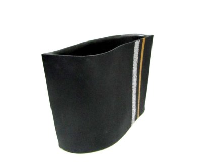 画像6: 手造り 黒１0号大型角型ウエーブ花器　T-０６-２３