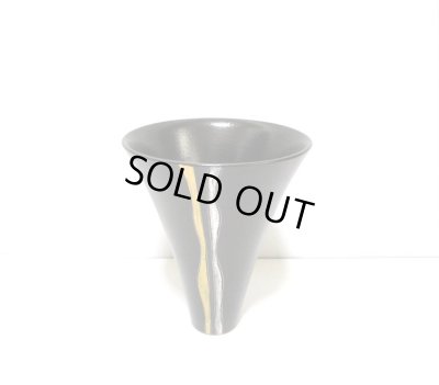 画像2: 黒６号丸反型生花・立花花器 金銀ライン　T-０６－３４