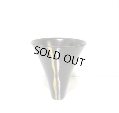 画像7: 黒６号丸反型生花・立花花器 金銀ライン　T-０６－３４