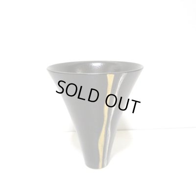 画像6: 黒６号丸反型生花・立花花器 金銀ライン　T-０６－３４