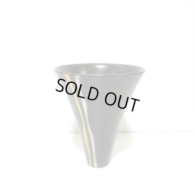 画像3: 黒６号丸反型生花・立花花器 金銀ライン　T-０６－３４