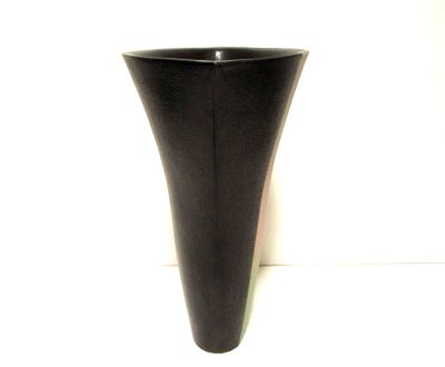 画像9: 作家物 艶消し黒１２号舟型立華瓶　T-０６－４４