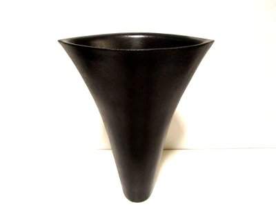 画像7: 作家物 艶消し黒１２号舟型立華瓶　T-０６－４４