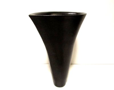 画像6: 作家物 艶消し黒１２号舟型立華瓶　T-０６－４４