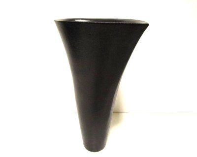 画像8: 作家物 艶消し黒１２号舟型立華瓶　T-０６－４４