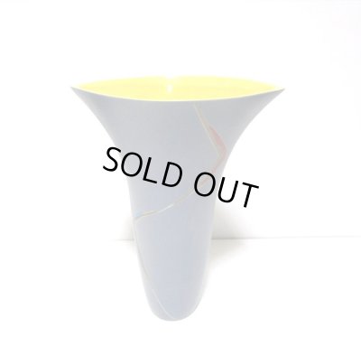 画像7: 手造りブルーグレイ１０.５号舟型反生花・立華花器　T-０６－４２　