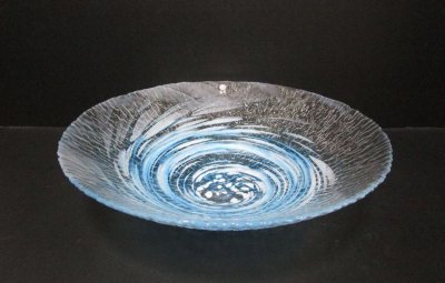 画像6: ガラス花器　渦水盤　スカイブルー　G-１０１