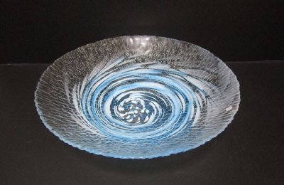 画像9: ガラス花器　渦水盤　スカイブルー　G-１０１
