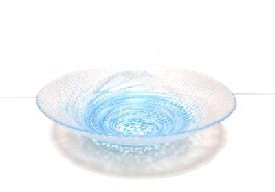 画像4: ガラス花器　渦水盤　スカイブルー　G-１０１