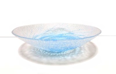 画像5: ガラス花器　渦水盤　スカイブルー　G-１０１