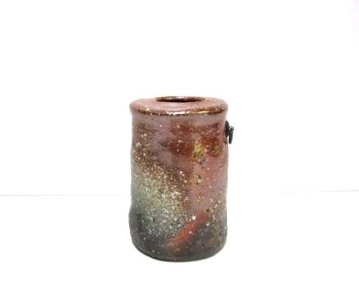 画像4: 特-７６７　手造り焼〆灰釉４.５号丸旅枕掛花入