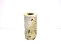 特-７６６　手造り白釉４.５号丸筒型掛花入