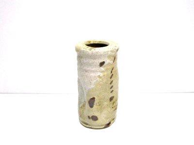 画像1: 特-７６６　手造り白釉４.５号丸筒型掛花入