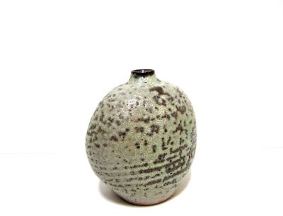 画像5: 特-７６９　手造り緑灰釉流し５.５号丸型細口花器