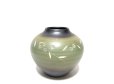 画像3: 特-７７３　モスグリーン７.５号丸彫入花瓶